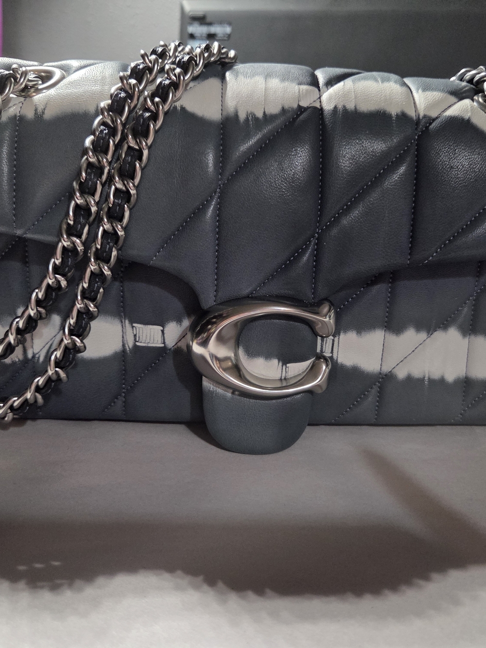 Coach Quilted Leather Shoulder Bag in Navy Tie-Dye